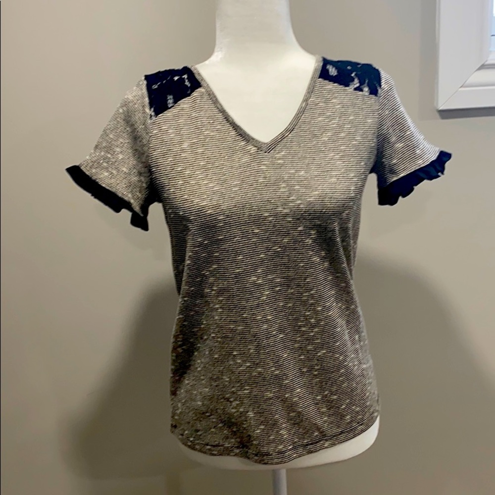 Karl Lagerfeld short sleeve drill lace top